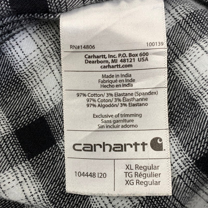 【中古品】【メンズ】 CARHARTT カーハート 104448120 RELAXED FIT FLANNEL SHIRT リラックスド フィット フランネル シャツ トップス 長袖 146-260730-cs-18-izu サイズ：XL カラー：ブラック×ホワイト 万代Net店