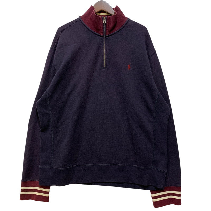 【中古品】【メンズ】 POLO RALPH LAUREN ポロ・ラルフローレン HALFZIP SWEAT SHIRT ハーフジップ スウェットシャツ トレーナー トップス 146-260716-kh-13-izu サイズ：XXL カラー：ネイビー×レッド 万代Net店
