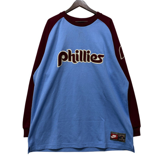 【中古品】【メンズ】 NIKE ナイキ × MLB PHILADELPHIA PHILLIES ＃20 SCHMIDT GAME SHIRT フィラデルフィア フィリーズ シュミット ゲームシャツ 長袖 146-260801-as-26-izu サイズ：XXL カラー：ライトブルー×レッド系 万代Net店