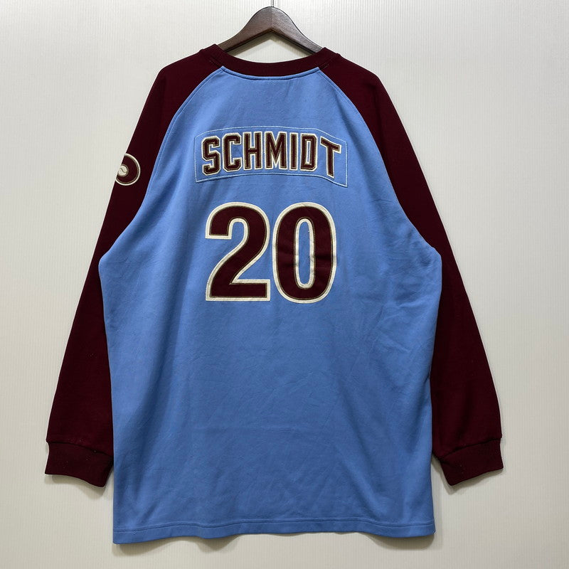 【中古品】【メンズ】 NIKE ナイキ × MLB PHILADELPHIA PHILLIES ＃20 SCHMIDT GAME SHIRT フィラデルフィア フィリーズ シュミット ゲームシャツ 長袖 146-260801-as-26-izu サイズ：XXL カラー：ライトブルー×レッド系 万代Net店