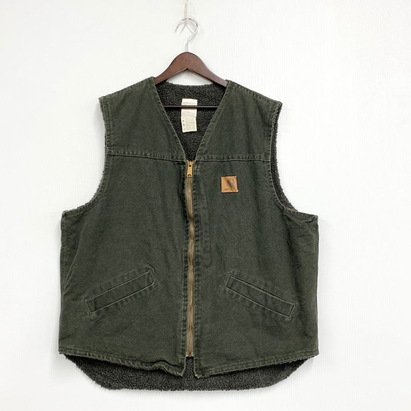 【中古品】【メンズ】 CARHARTT カーハート V13MOS 01年製 USA製 BOA LINER DUCK VEST ボア ライナー ダック ベスト アウター 146-260712-ya-03-izu サイズ：XL カラー：モスグリーン 万代Net店