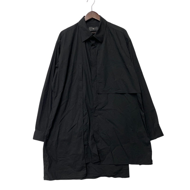 【中古品】【メンズ】 Y-3 ワイスリー LAYERED COTTON SHIRT レイヤード コットン シャツ トップス 長袖 140-260710-cs-08-izu サイズ：L カラー：ブラック 万代Net店