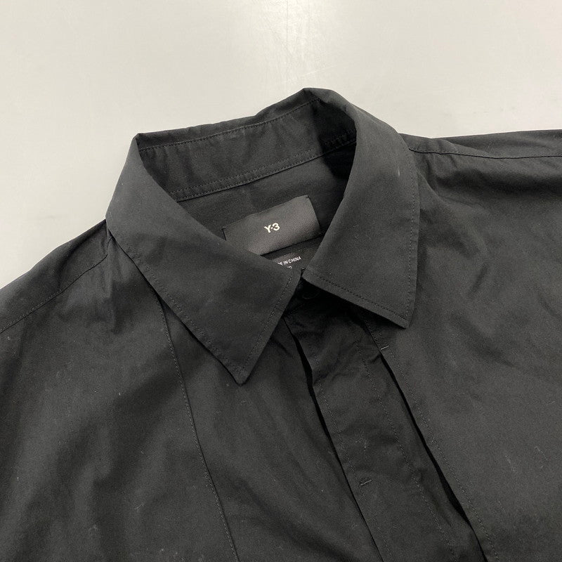 【中古品】【メンズ】 Y-3 ワイスリー LAYERED COTTON SHIRT レイヤード コットン シャツ トップス 長袖 140-260710-cs-08-izu サイズ：L カラー：ブラック 万代Net店