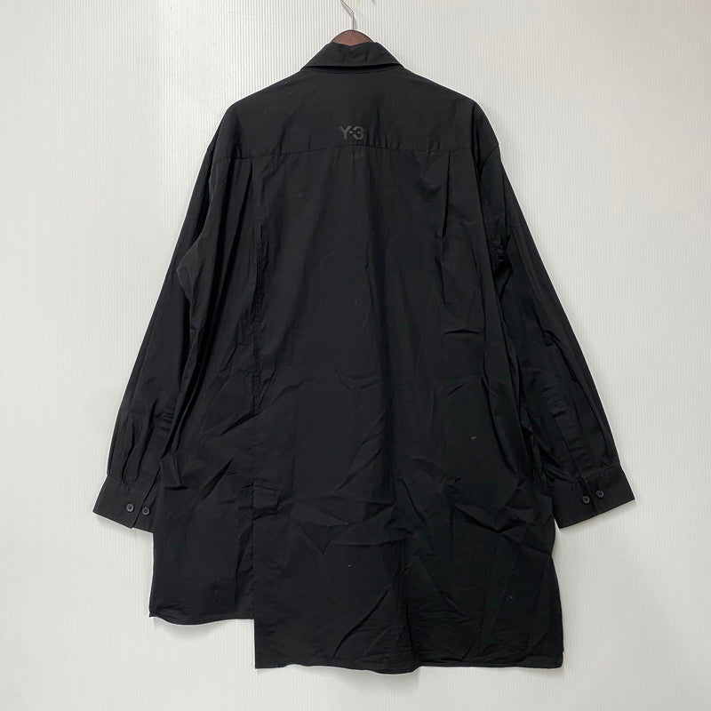 【中古品】【メンズ】 Y-3 ワイスリー LAYERED COTTON SHIRT レイヤード コットン シャツ トップス 長袖 140-260710-cs-08-izu サイズ：L カラー：ブラック 万代Net店
