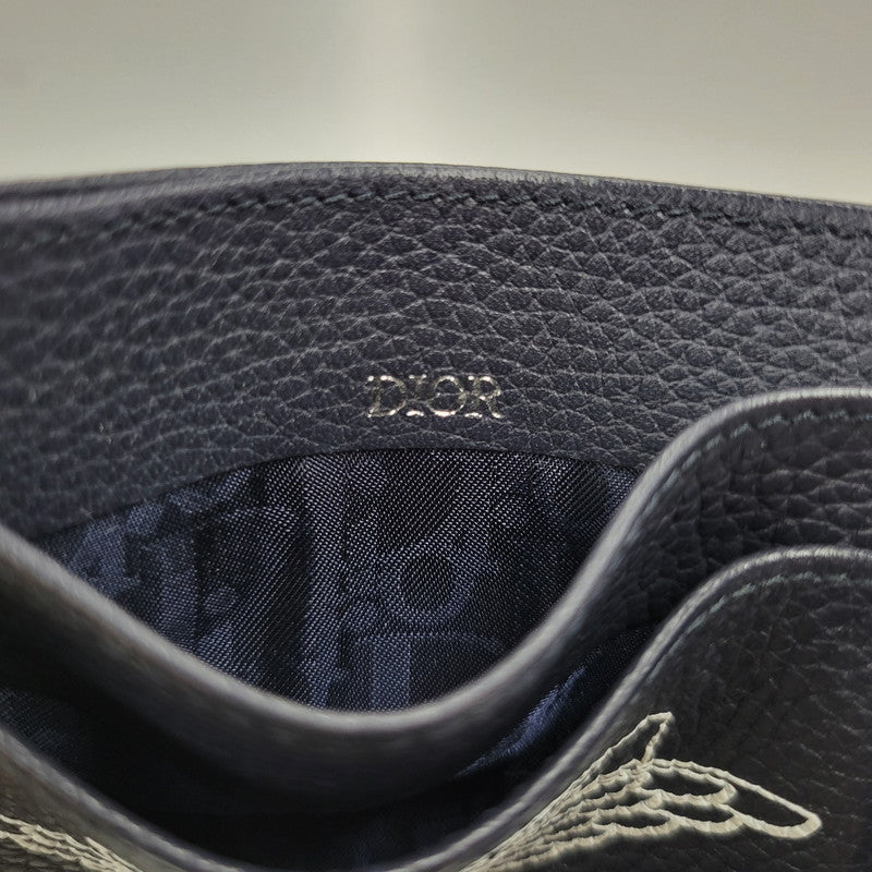 【中古美品】【メンズ/レディース】 Christian Dior クリスチャンディオール × AIR JORDAN エアジョーダン AIR DIOR WINGS CARD CASE 2NICH001YWD エアディオール カードケース レザー コラボ 小物 服飾雑貨 183-260710-ay-06-izu カラー：ネイビー 万代Net店