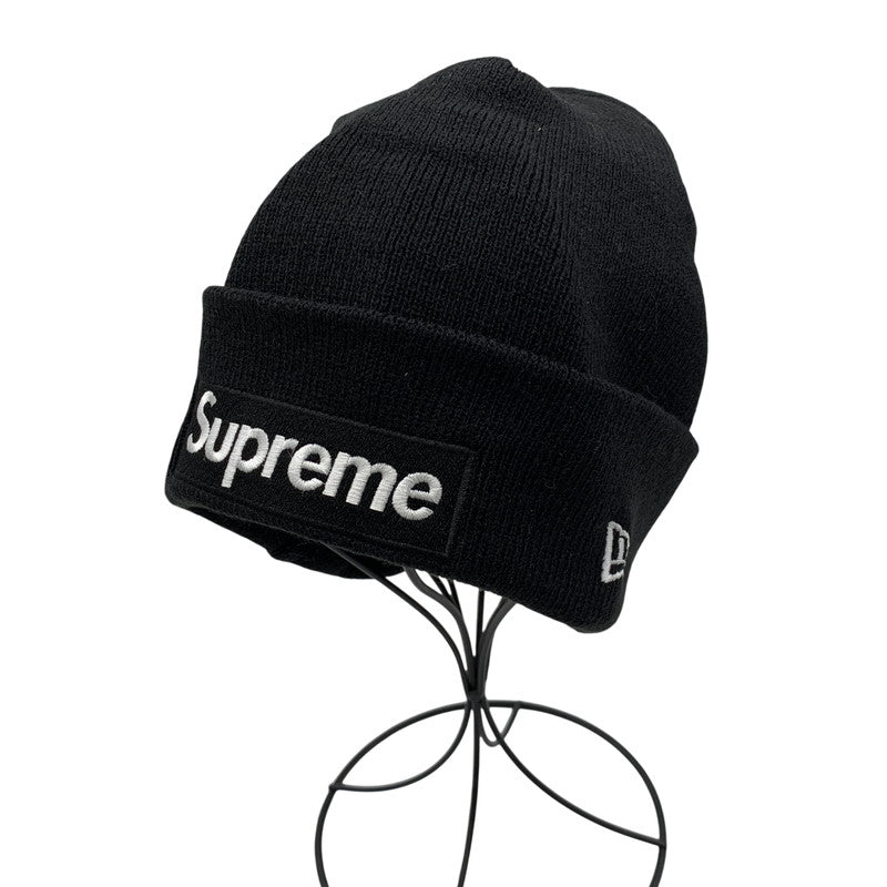 【中古品】【メンズ】 SUPREME × NEW ERA シュプリーム×ニューエラ BOX LOGO BEANIE ボックス ロゴ ビーニー 帽子 185-260711-cs-10-izu サイズ：F カラー：ブラック 万代Net店