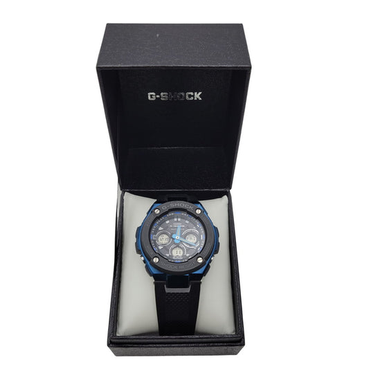 【中古品】【メンズ/レディース】 G-SHOCK ジーショック SOLAR ANALOG WATCH GST-W300G ソーラー アナログ ウォッチ 腕時計 196-260710-ay-07-izu サイズ：55.9 × 49.3 × 15.3 mm カラー：ブラック×ブルー 万代Net店
