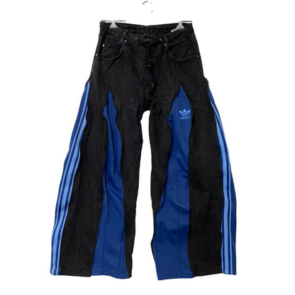 【中古品】【メンズ】 USED REMAKE TRACK DENIM PANTS リメイク トラック パンツ ボトムス ズボン 157-260710-cs-01-izu カラー：ブラック×ブルー 万代Net店