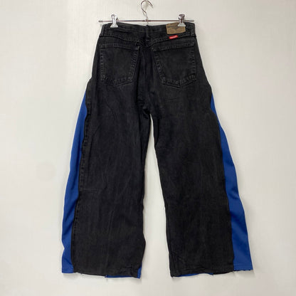 【中古品】【メンズ】 USED REMAKE TRACK DENIM PANTS リメイク トラック パンツ ボトムス ズボン 157-260710-cs-01-izu カラー：ブラック×ブルー 万代Net店