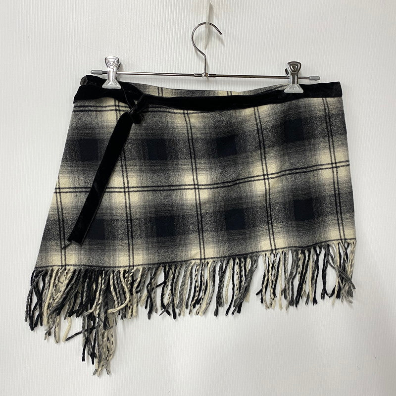 【中古品】【メンズ】 NUMBER (N)INE ナンバーナイン F07-NP007B LOVE GOD MURDER期 07AW オンブレチェック ラップスカート 151-260710-cs-11-izu サイズ：MEN'S カラー：ブラック×ホワイト 万代Net店