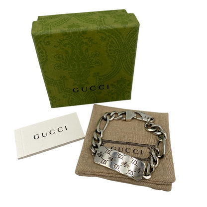 【中古品】【メンズ/レディース】 GUCCI グッチ GG BEE ENGRAVED BRACELET チェーンブレスレット アクセサリー 182-260711-as-15-izu カラー：シルバー 万代Net店