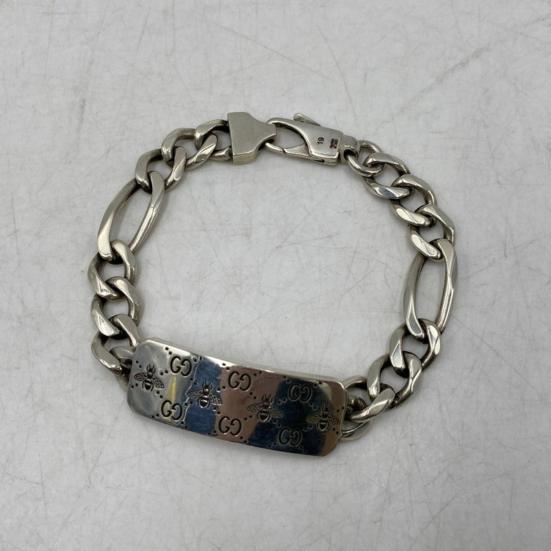 【中古品】【メンズ/レディース】 GUCCI グッチ GG BEE ENGRAVED BRACELET チェーンブレスレット アクセサリー 182-260711-as-15-izu カラー：シルバー 万代Net店