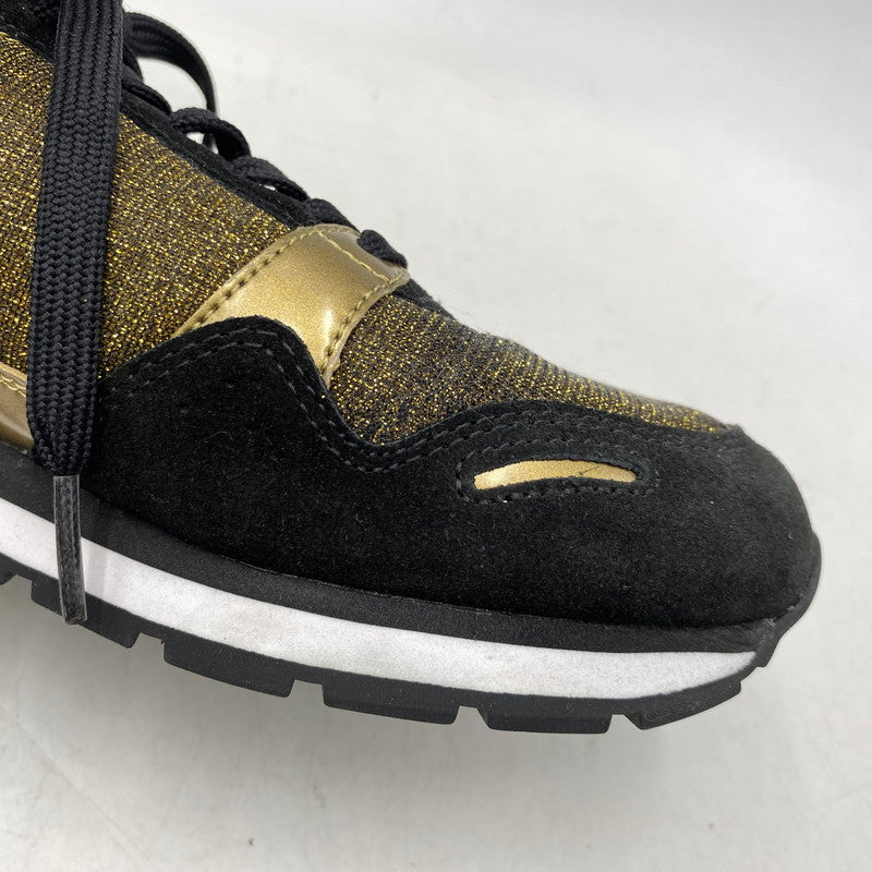 【中古品】【レディース】 Emporio Armani エンポリオ・アルマーニ SUEDE SNEAKERS X3X058 XL617 スエード スニーカー シューズ 靴 166-260713-as-27-izu サイズ：US 6M カラー：ブラック×ゴールド 万代Net店