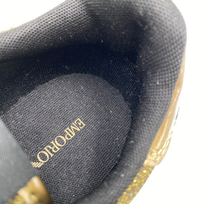 【中古品】【レディース】 Emporio Armani エンポリオ・アルマーニ SUEDE SNEAKERS X3X058 XL617 スエード スニーカー シューズ 靴 166-260713-as-27-izu サイズ：US 6M カラー：ブラック×ゴールド 万代Net店