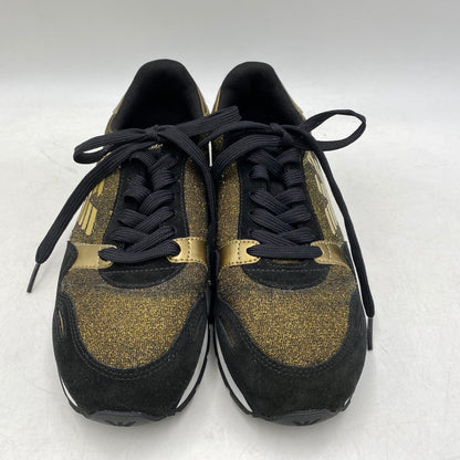 【中古品】【レディース】 Emporio Armani エンポリオ・アルマーニ SUEDE SNEAKERS X3X058 XL617 スエード スニーカー シューズ 靴 166-260713-as-27-izu サイズ：US 6M カラー：ブラック×ゴールド 万代Net店