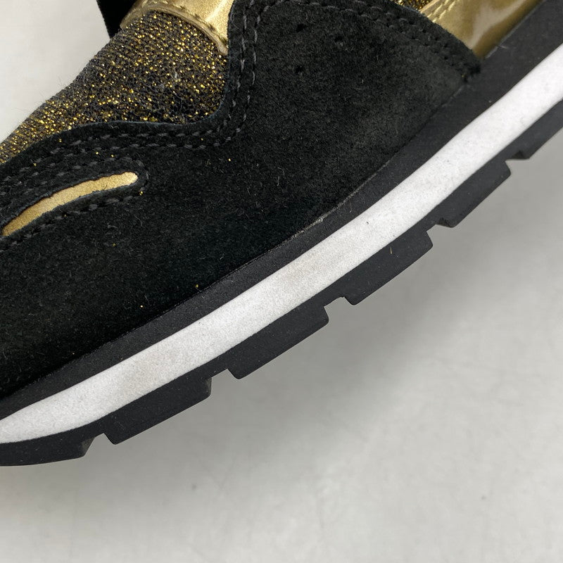 【中古品】【レディース】 Emporio Armani エンポリオ・アルマーニ SUEDE SNEAKERS X3X058 XL617 スエード スニーカー シューズ 靴 166-260713-as-27-izu サイズ：US 6M カラー：ブラック×ゴールド 万代Net店