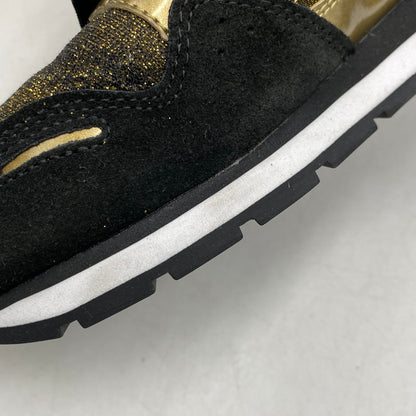 【中古品】【レディース】 Emporio Armani エンポリオ・アルマーニ SUEDE SNEAKERS X3X058 XL617 スエード スニーカー シューズ 靴 166-260713-as-27-izu サイズ：US 6M カラー：ブラック×ゴールド 万代Net店