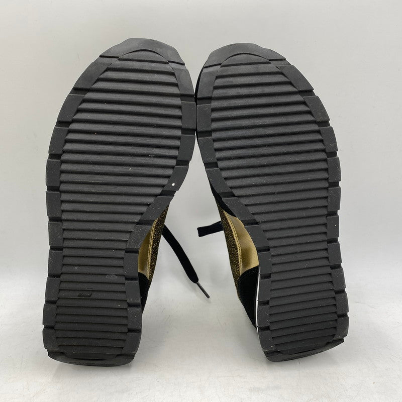 【中古品】【レディース】 Emporio Armani エンポリオ・アルマーニ SUEDE SNEAKERS X3X058 XL617 スエード スニーカー シューズ 靴 166-260713-as-27-izu サイズ：US 6M カラー：ブラック×ゴールド 万代Net店
