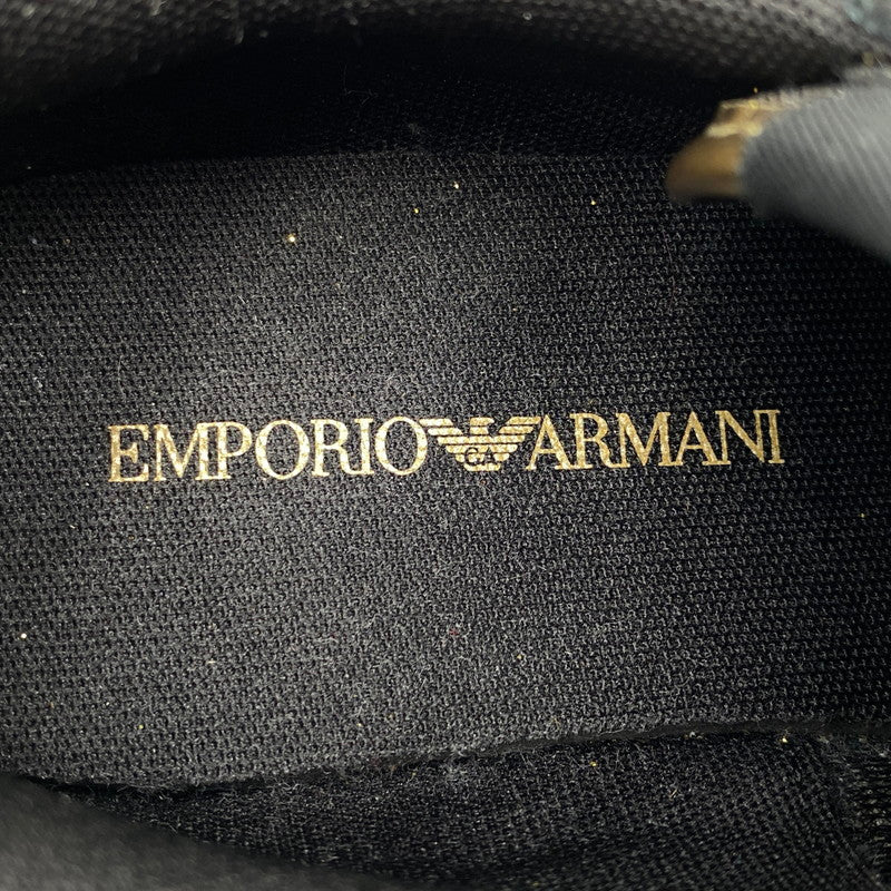 【中古品】【レディース】 Emporio Armani エンポリオ・アルマーニ SUEDE SNEAKERS X3X058 XL617 スエード スニーカー シューズ 靴 166-260713-as-27-izu サイズ：US 6M カラー：ブラック×ゴールド 万代Net店
