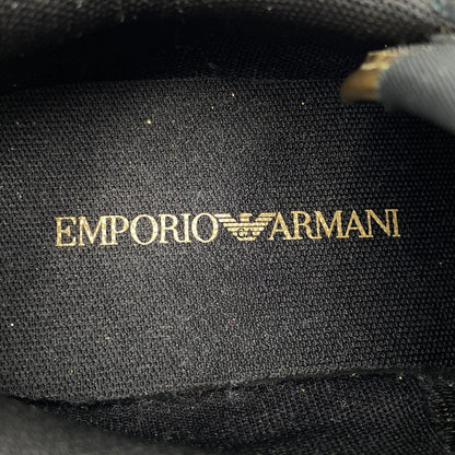 【中古品】【レディース】 Emporio Armani エンポリオ・アルマーニ SUEDE SNEAKERS X3X058 XL617 スエード スニーカー シューズ 靴 166-260713-as-27-izu サイズ：US 6M カラー：ブラック×ゴールド 万代Net店