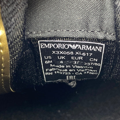 【中古品】【レディース】 Emporio Armani エンポリオ・アルマーニ SUEDE SNEAKERS X3X058 XL617 スエード スニーカー シューズ 靴 166-260713-as-27-izu サイズ：US 6M カラー：ブラック×ゴールド 万代Net店