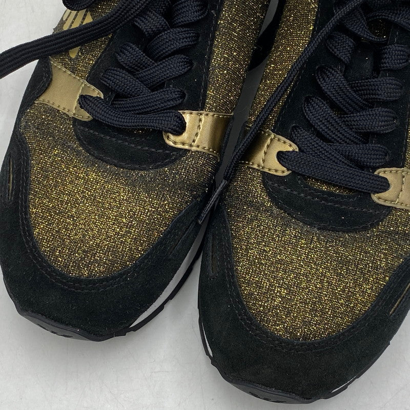 【中古品】【レディース】 Emporio Armani エンポリオ・アルマーニ SUEDE SNEAKERS X3X058 XL617 スエード スニーカー シューズ 靴 166-260713-as-27-izu サイズ：US 6M カラー：ブラック×ゴールド 万代Net店