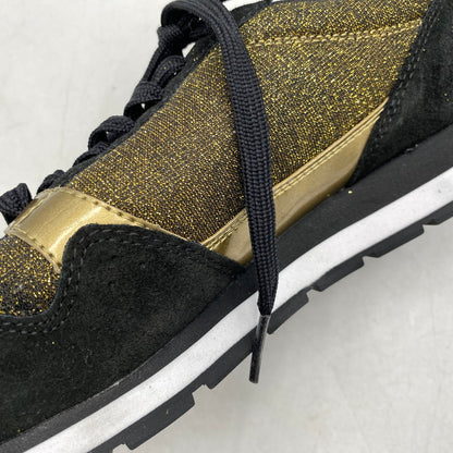 【中古品】【レディース】 Emporio Armani エンポリオ・アルマーニ SUEDE SNEAKERS X3X058 XL617 スエード スニーカー シューズ 靴 166-260713-as-27-izu サイズ：US 6M カラー：ブラック×ゴールド 万代Net店