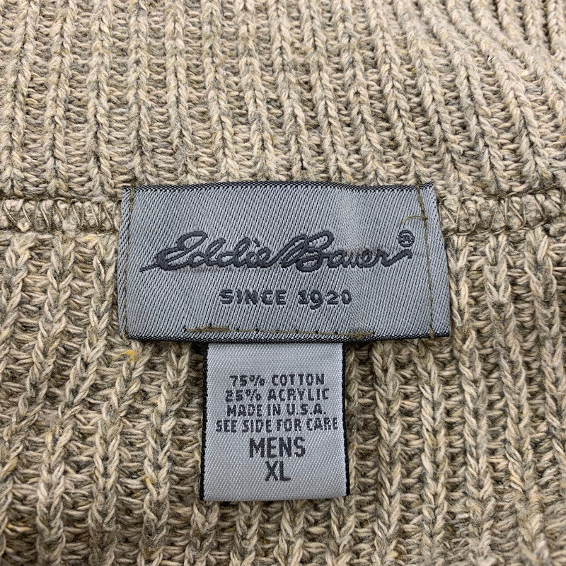 【中古品】【メンズ】 EDDIE BAUER エディー・バウアー USA製 アクリル混 HALF ZIP KNIT SWEATER ハーフ ジップ ニット セーター トップス 146-260716-kh-12-izu サイズ：XL カラー：ベージュ 万代Net店