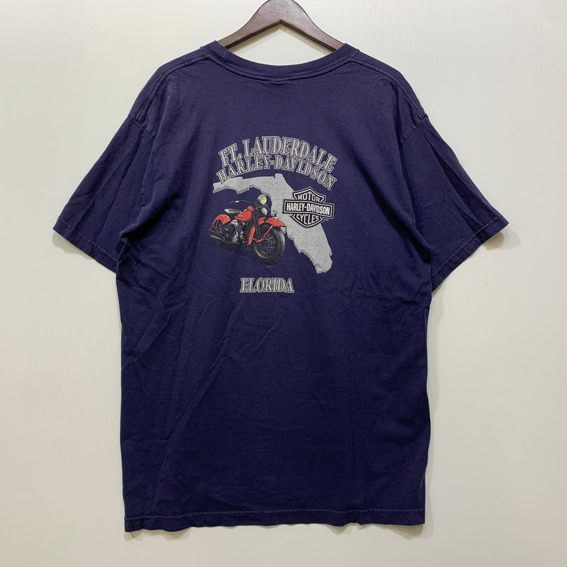 【中古品】【メンズ】 HARLEY-DAVIDSON ハーレーダビッドソン USA製 c2008 FT.LAUDERDALE FLORIDA SS TEE ショートスリーブ Tシャツ トップス 146-260715-kh-06-izu サイズ：XL カラー：ネイビー 万代Net店