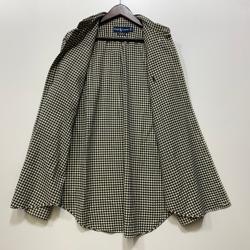 【中古品】【メンズ】 RALPH LAUREN ラルフローレン CLASSIC FIT GINGHAM CHECK L S SHIRT クラシック フィット ギンガムチェック ロングスリーブ シャツ 長袖 トップス 146-260728-ay-08-izu サイズ：L カラー：ブラック×ホワイト 万代Net店