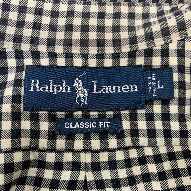 【中古品】【メンズ】 RALPH LAUREN ラルフローレン CLASSIC FIT GINGHAM CHECK L S SHIRT クラシック フィット ギンガムチェック ロングスリーブ シャツ 長袖 トップス 146-260728-ay-08-izu サイズ：L カラー：ブラック×ホワイト 万代Net店
