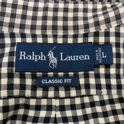 【中古品】【メンズ】 RALPH LAUREN ラルフローレン CLASSIC FIT GINGHAM CHECK L S SHIRT クラシック フィット ギンガムチェック ロングスリーブ シャツ 長袖 トップス 146-260728-ay-08-izu サイズ：L カラー：ブラック×ホワイト 万代Net店