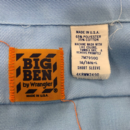 【中古品】【メンズ】 BIG BEN BY WRANGLER ビッグベン バイ ラングラー USA製 SS WORK SHIRT ショートスリーブ ワーク シャツ トップス 146-260715-kh-01-izu サイズ：L カラー：ライトブルー 万代Net店