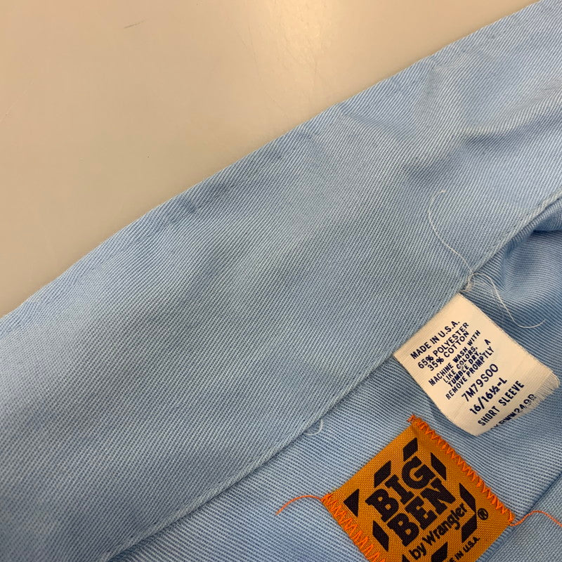 【中古品】【メンズ】 BIG BEN BY WRANGLER ビッグベン バイ ラングラー USA製 SS WORK SHIRT ショートスリーブ ワーク シャツ トップス 146-260715-kh-01-izu サイズ：L カラー：ライトブルー 万代Net店