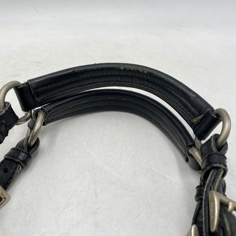 【現状渡し品】【メンズ/レディース】 PRADA プラダ TESSUTO PLATE HAND BAG テスート プレート ハンドバッグ カバン 鞄 180-260711-as-03-izu カラー：ブラック 万代Net店