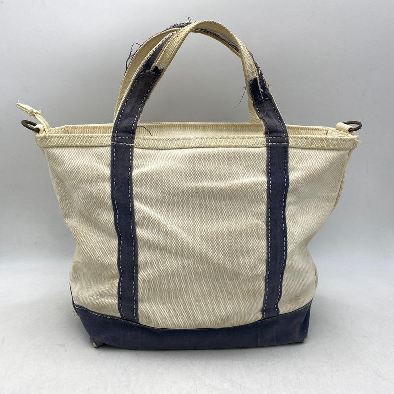 【現状渡し品】【メンズ/レディース】 L.L.Bean エルエルビーン SHOULDER STRAP TOTE MEDIUM 282343 ショルダー ストラップ トート ミディアム バッグ カバン 鞄 188-260715-as-22-izu カラー：アイボリー×ネイビー 万代Net店