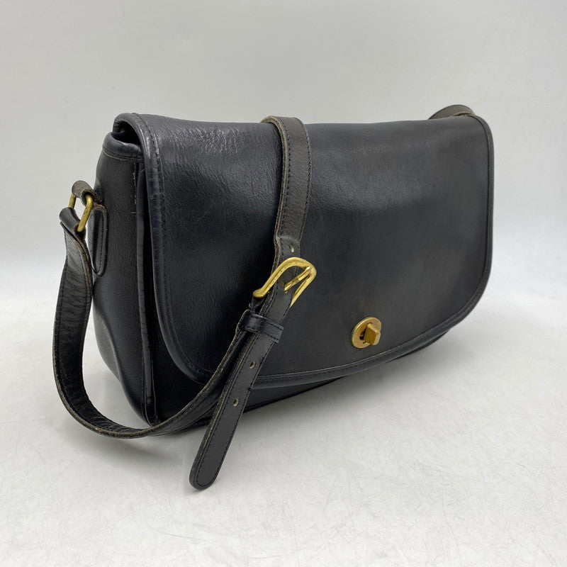【現状渡し品】【メンズ/レディース】 OLD COACH オールドコーチ TURN LOCK LEATHER SHOULDER BAG 0674 150 ターンロック レザー ショルダーバッグ カバン 鞄 180-260711-as-04-izu カラー：ブラック 万代Net店