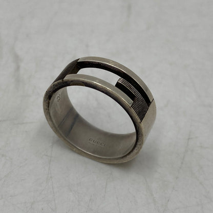 【現状渡し品】【メンズ/レディース】 GUCCI グッチ AG925 ブランデッドカットアウトGリング 指輪 アクセサリー 182-260711-as-16-izu サイズ：刻印23 カラー：シルバー 万代Net店