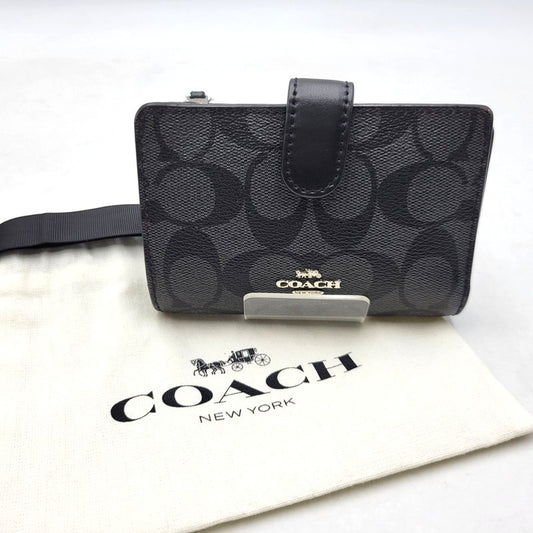 【中古品】【レディース】 COACH コーチ F23553 シグネチャー ウォレット 財布 181-260715-ya-06-izu カラー：ブラック×グレー 万代Net店