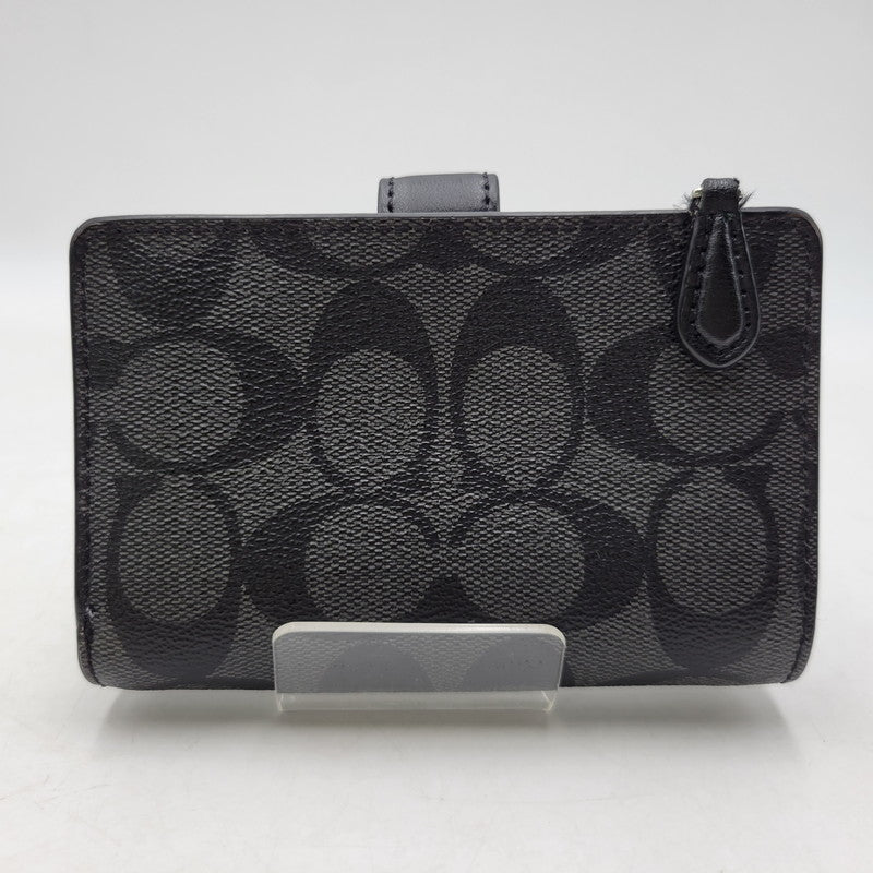 【中古品】【レディース】 COACH コーチ F23553 シグネチャー ウォレット 財布 181-260715-ya-06-izu カラー：ブラック×グレー 万代Net店