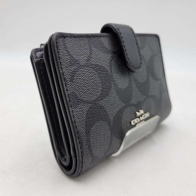 【中古品】【レディース】 COACH コーチ F23553 シグネチャー ウォレット 財布 181-260715-ya-06-izu カラー：ブラック×グレー 万代Net店