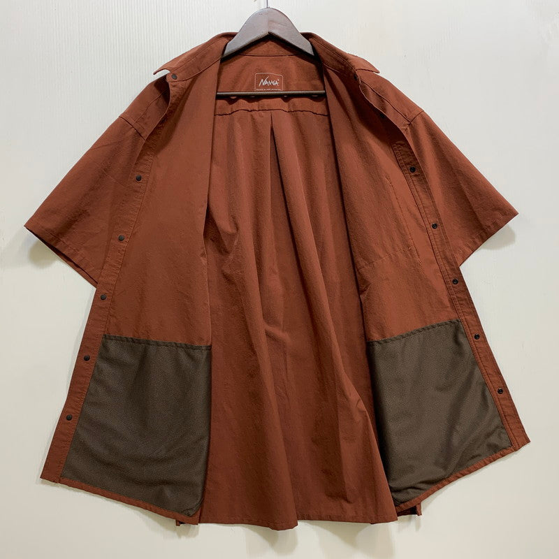 【中古品】【メンズ】 NANGA ナンガ NW2211-1H228 DOT AIR CLOTH COMFY SS SHIRT エアクロスコンフィー ショートシャツ 半袖 トップス 144-260718-yn-11-izu サイズ：L カラー：ブラウン 万代Net店
