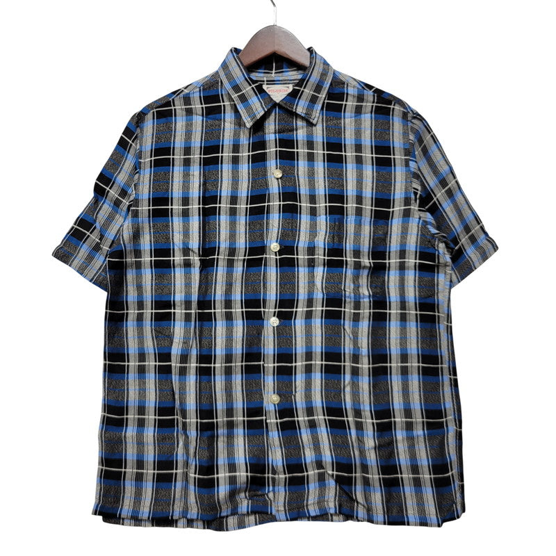 【中古品】【メンズ】 PILGRIM ピルグリム OPEN COLLAR S/S CHECK SHIRT オープンカラー チェックシャツ 半袖 円タグ 146-260713-as-03-izu サイズ：M カラー：マルチカラー 万代Net店