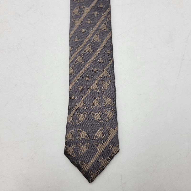 【中古品】【メンズ】 VIVIENNE WESTWOOD ヴィヴィアンウエストウッド SILK NECKTIE シルク ネクタイ 208-260715-ya-07-izu カラー：グレー系 万代Net店