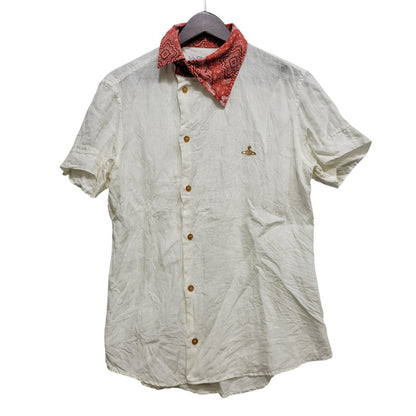 【中古品】【メンズ】 VIVIENNE WESTWOOD ヴィヴィアンウエストウッド VW-WR-81976 LINEN SS SHIRT リネン ショートスリーブ シャツ トップス 半袖 141-260717-cs-13-izu サイズ：46 カラー：ホワイト×レッド 万代Net店