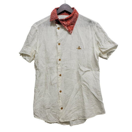 【中古品】【メンズ】 VIVIENNE WESTWOOD ヴィヴィアンウエストウッド VW-WR-81976 LINEN SS SHIRT リネン ショートスリーブ シャツ トップス 半袖 141-260717-cs-13-izu サイズ：46 カラー：ホワイト×レッド 万代Net店
