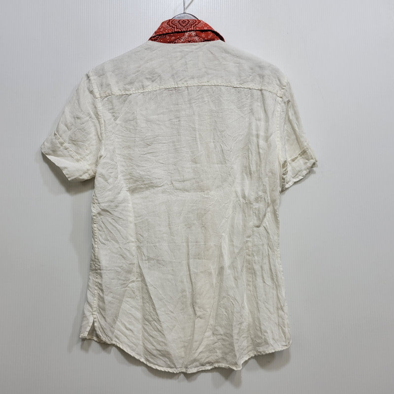 【中古品】【メンズ】 VIVIENNE WESTWOOD ヴィヴィアンウエストウッド VW-WR-81976 LINEN SS SHIRT リネン ショートスリーブ シャツ トップス 半袖 141-260717-cs-13-izu サイズ：46 カラー：ホワイト×レッド 万代Net店