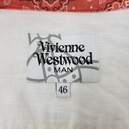 【中古品】【メンズ】 VIVIENNE WESTWOOD ヴィヴィアンウエストウッド VW-WR-81976 LINEN SS SHIRT リネン ショートスリーブ シャツ トップス 半袖 141-260717-cs-13-izu サイズ：46 カラー：ホワイト×レッド 万代Net店