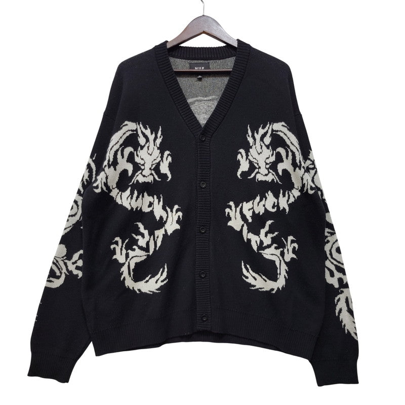 【中古品】【メンズ】 HUF ハフ TWIN DRAGON CARDIGAN KN00466 ツイン ドラゴン カーディガン 142-260713-as-06-izu サイズ：XL カラー：ブラック 万代Net店