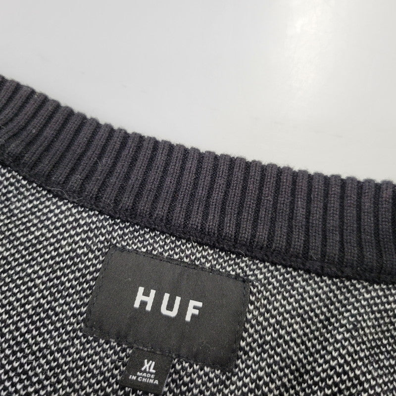 【中古品】【メンズ】 HUF ハフ TWIN DRAGON CARDIGAN KN00466 ツイン ドラゴン カーディガン 142-260713-as-06-izu サイズ：XL カラー：ブラック 万代Net店